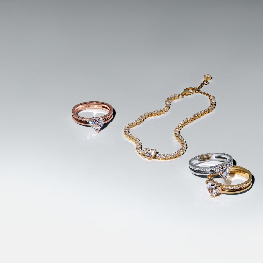 Heart sterling silver ring with clear cubic zirconia/ 193100C01-58