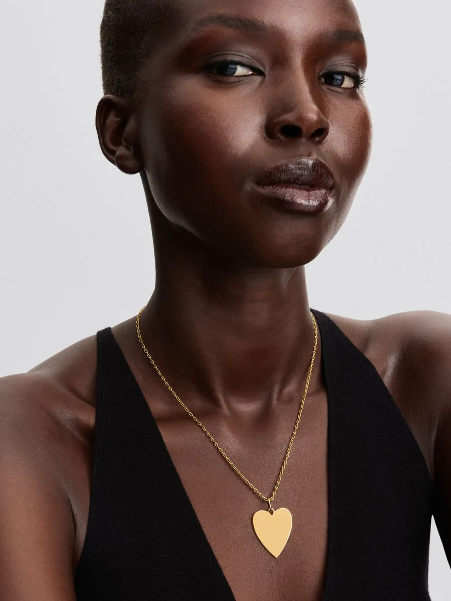 Engravable oversized heart 14k gold-plated pendant / 364016C00