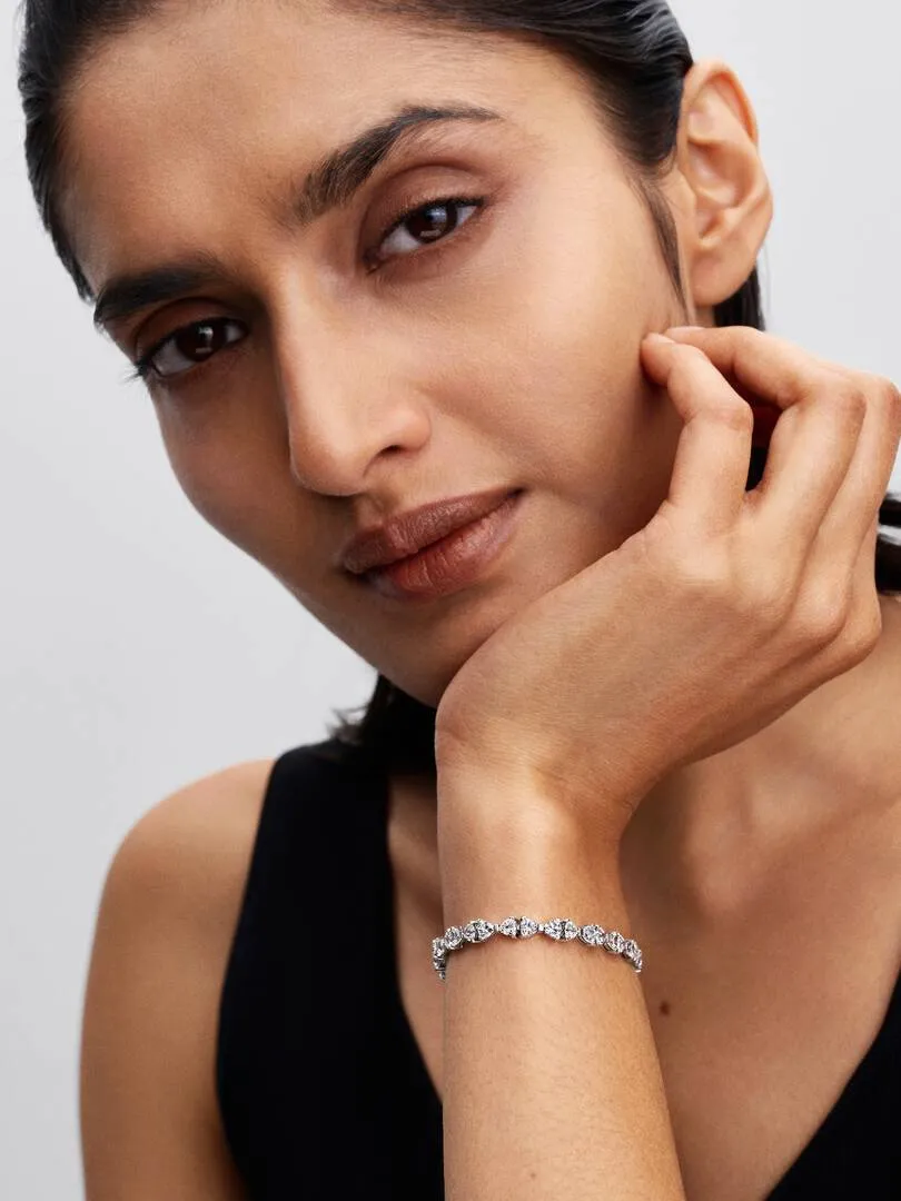 Bow sterling silver bracelet with clear cubic zirconia/594262C01-18