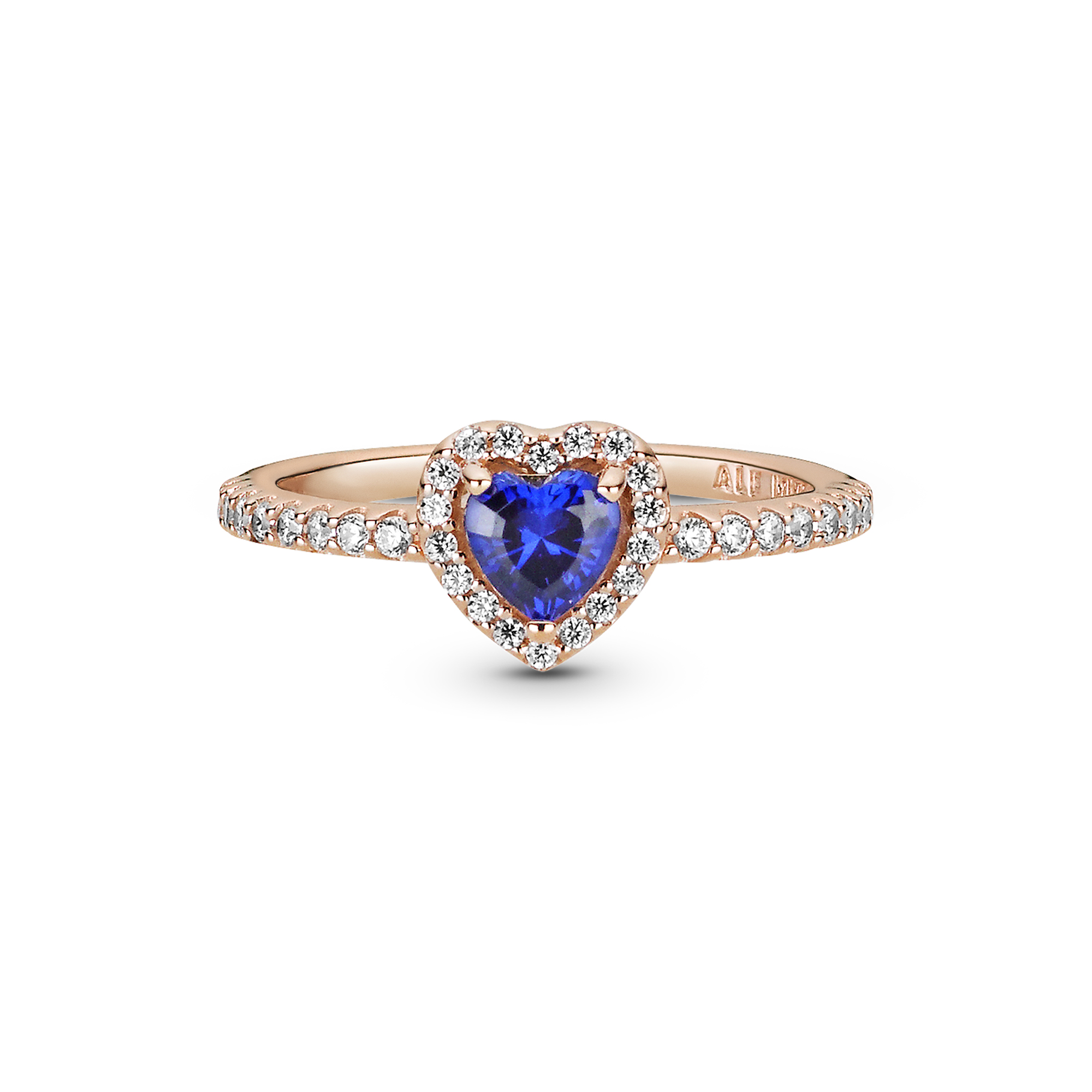 Heart Pandora Rose ring with clear cubic zirconia and twilight blue crystal /188421C01-56