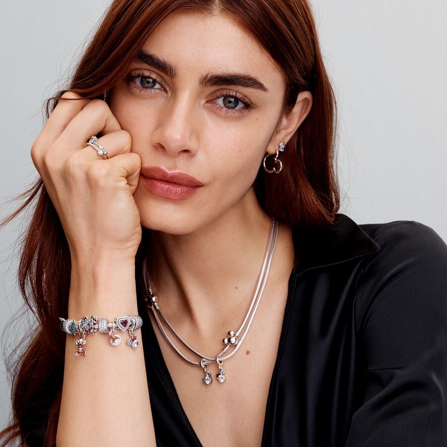 Disney Mickey Mouse sterling silver snake chain necklace/ 393529C00-45