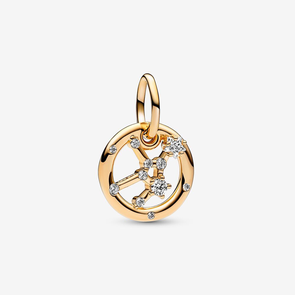 Virgo zodiac 14k gold-plated dangle with clear cubic zirconia