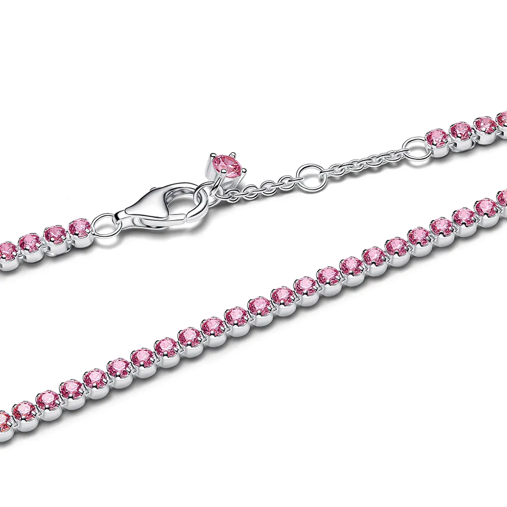 Sterling silver tennis bracelet with fancy pink cubic zirconia/ 593927C02-18