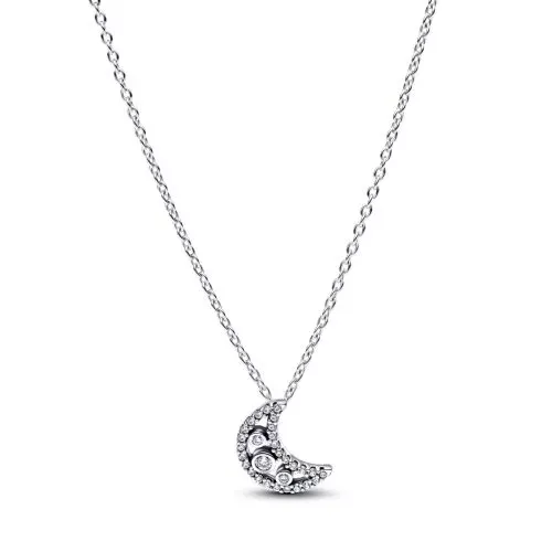 Moon sterling silver pendant necklace with clear c