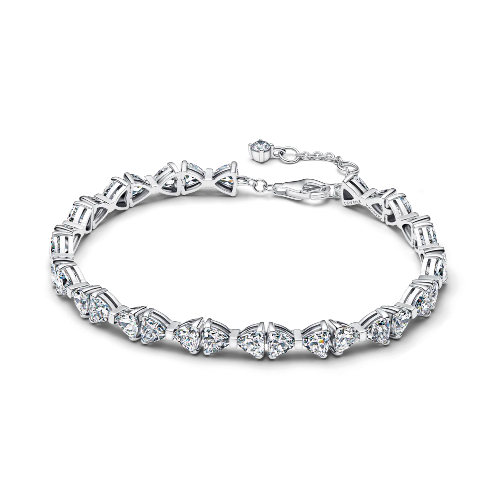 Bow sterling silver bracelet with clear cubic zirc