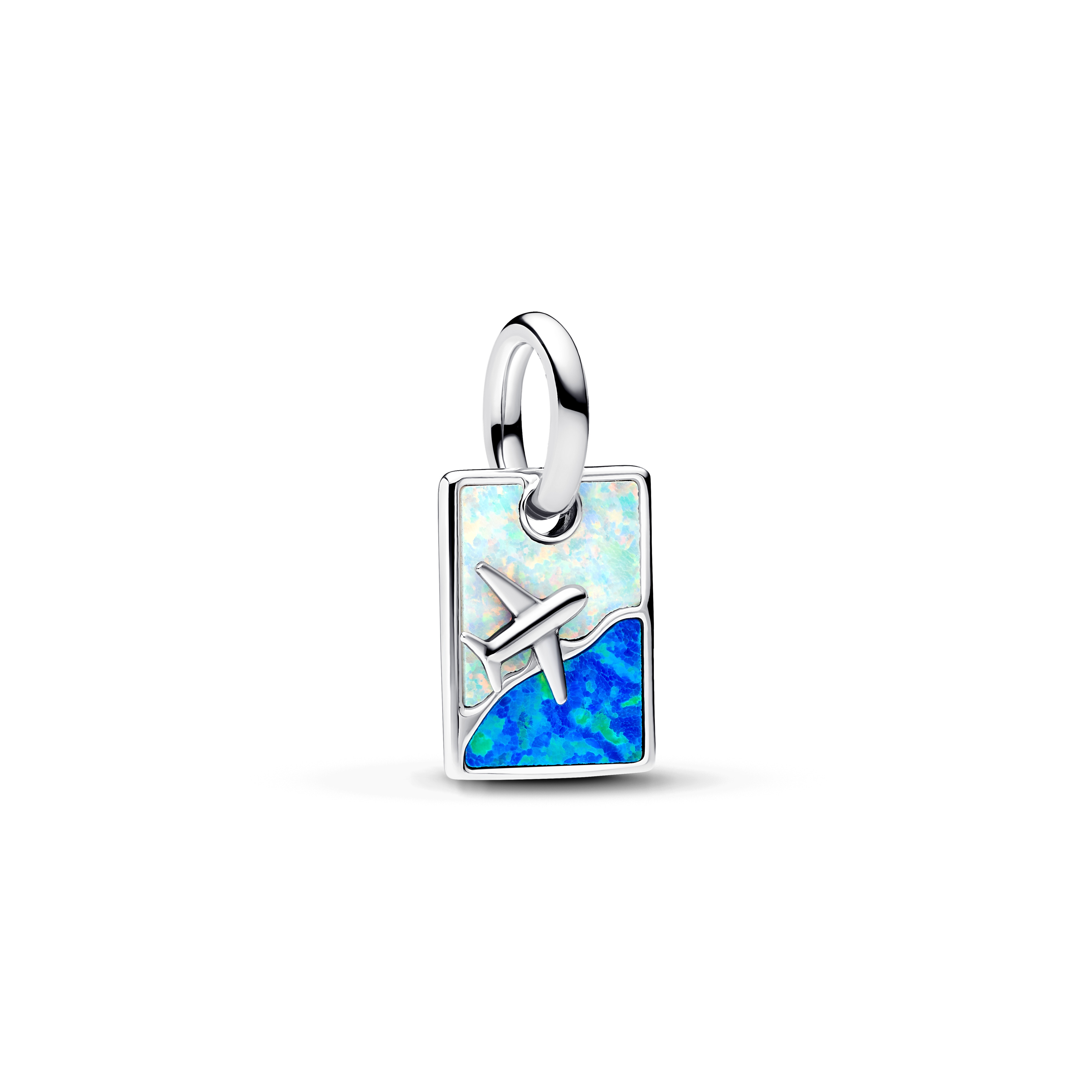 Travel sterling silver dangle with white and blue 