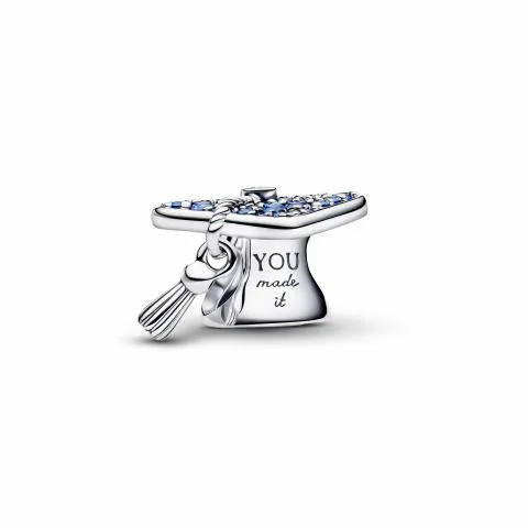 Graduation cap sterling silver charm with stellar 