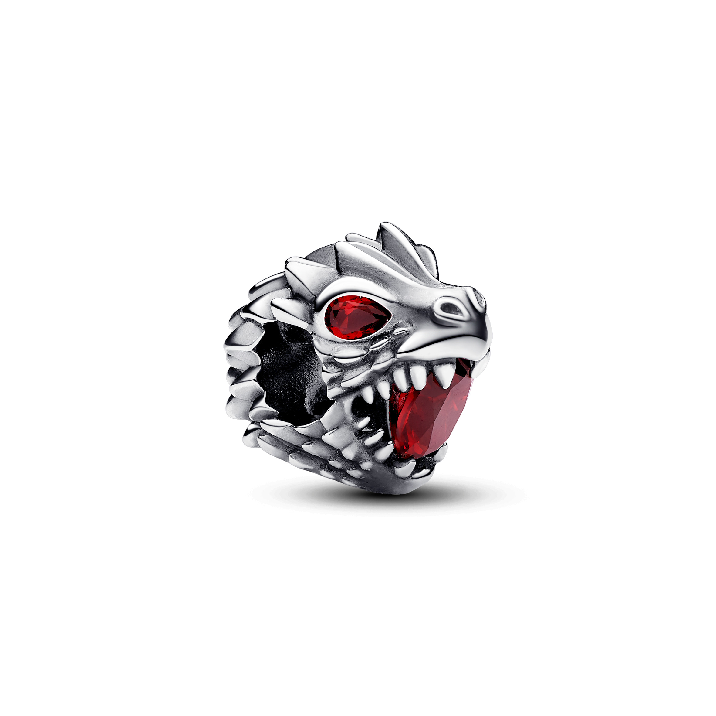 Game of Thrones Dragon head sterling silver charm with salsa red crystal