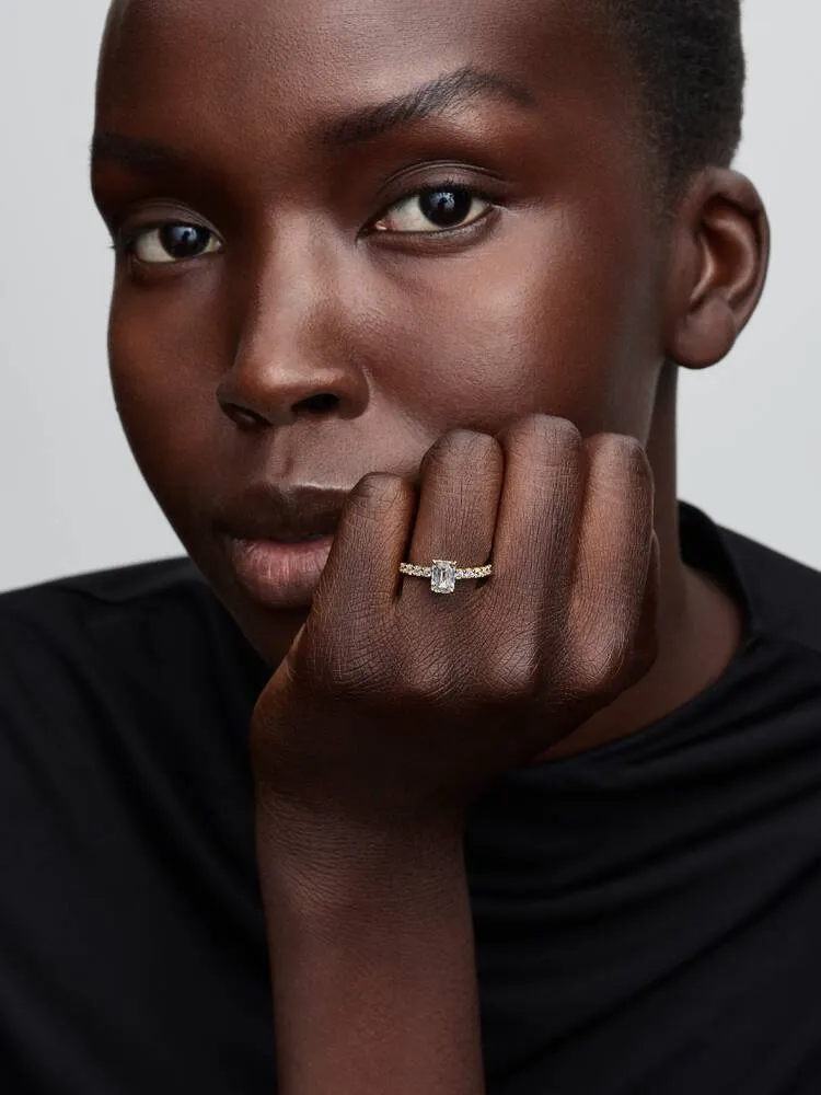 14k gold-plated ring with clear cubic zirconia / 164506C01-58