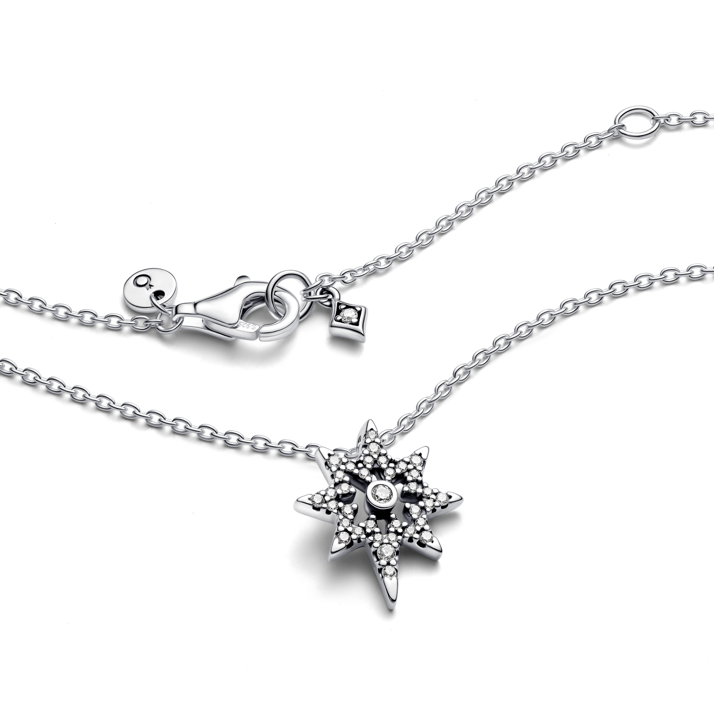 North star sterling silver pendant necklace with clear cubic zirconia/ 393600C01-45