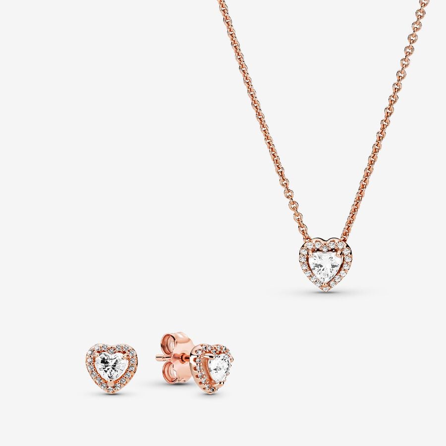 Rose Gold-Plated Heart Jewelry Set
