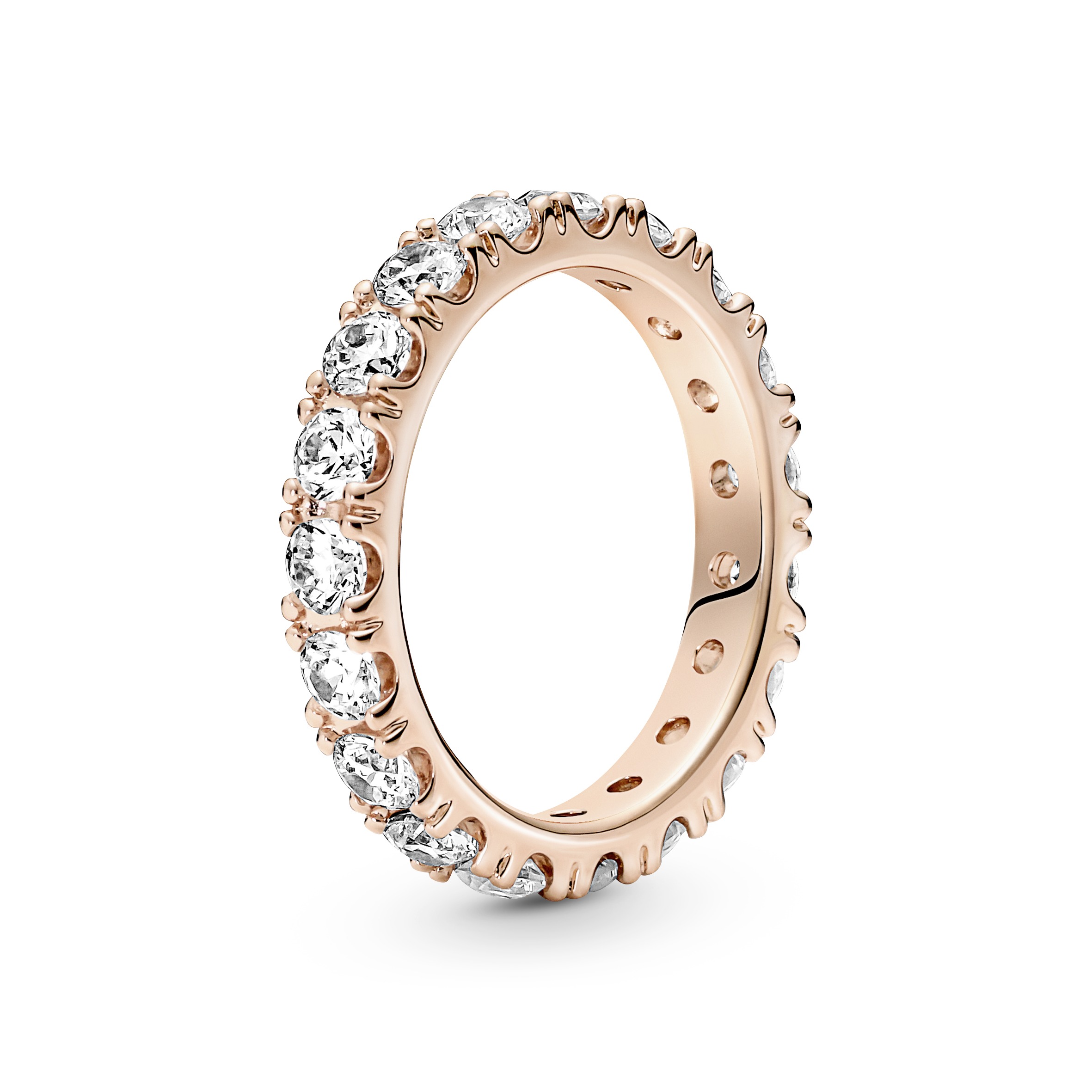14k Rose gold-plated ring with clear cubic zirconi