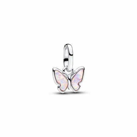 Butterfly sterling silver mini dangle with pink la