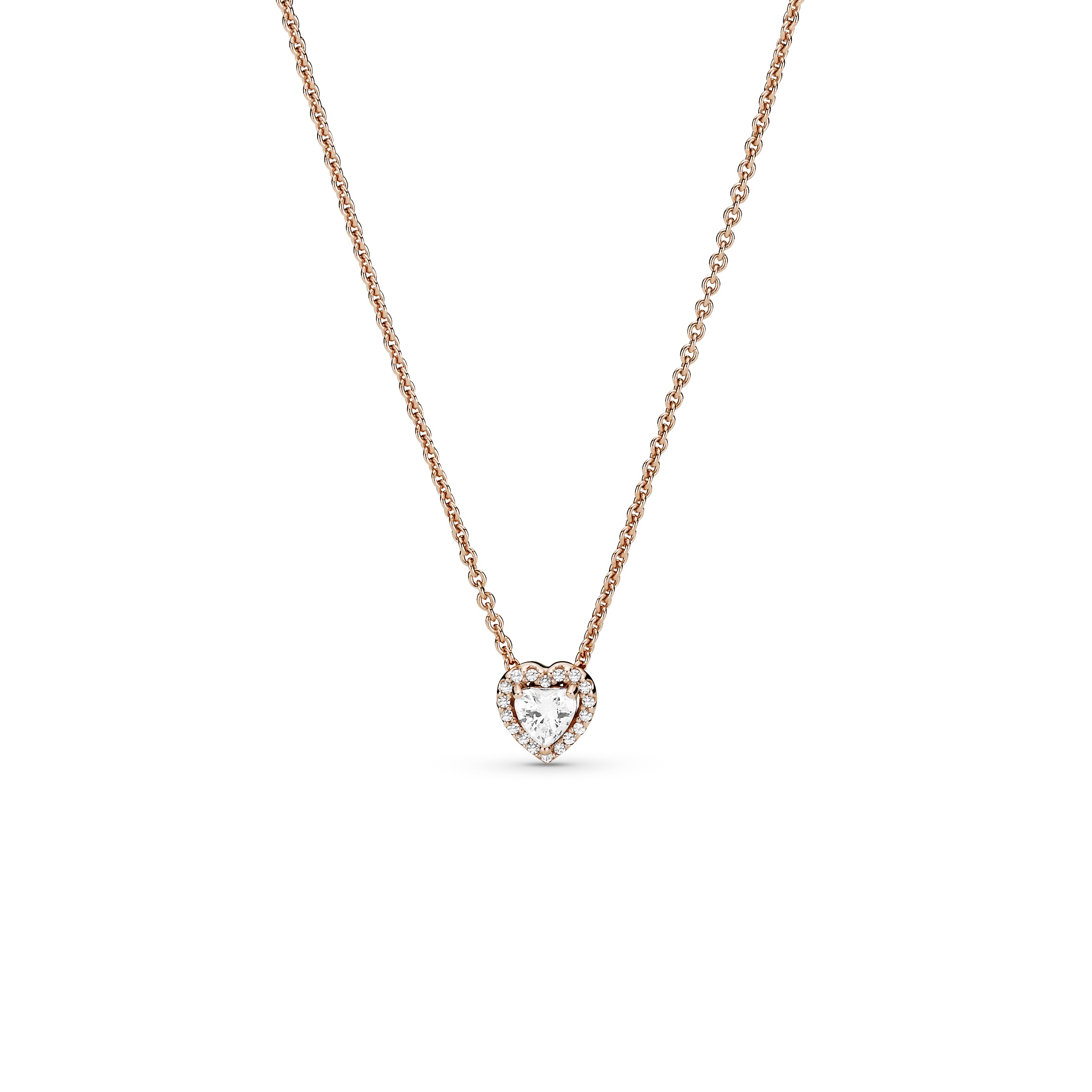 Heart 14k rose gold-plated collier with clear cubi