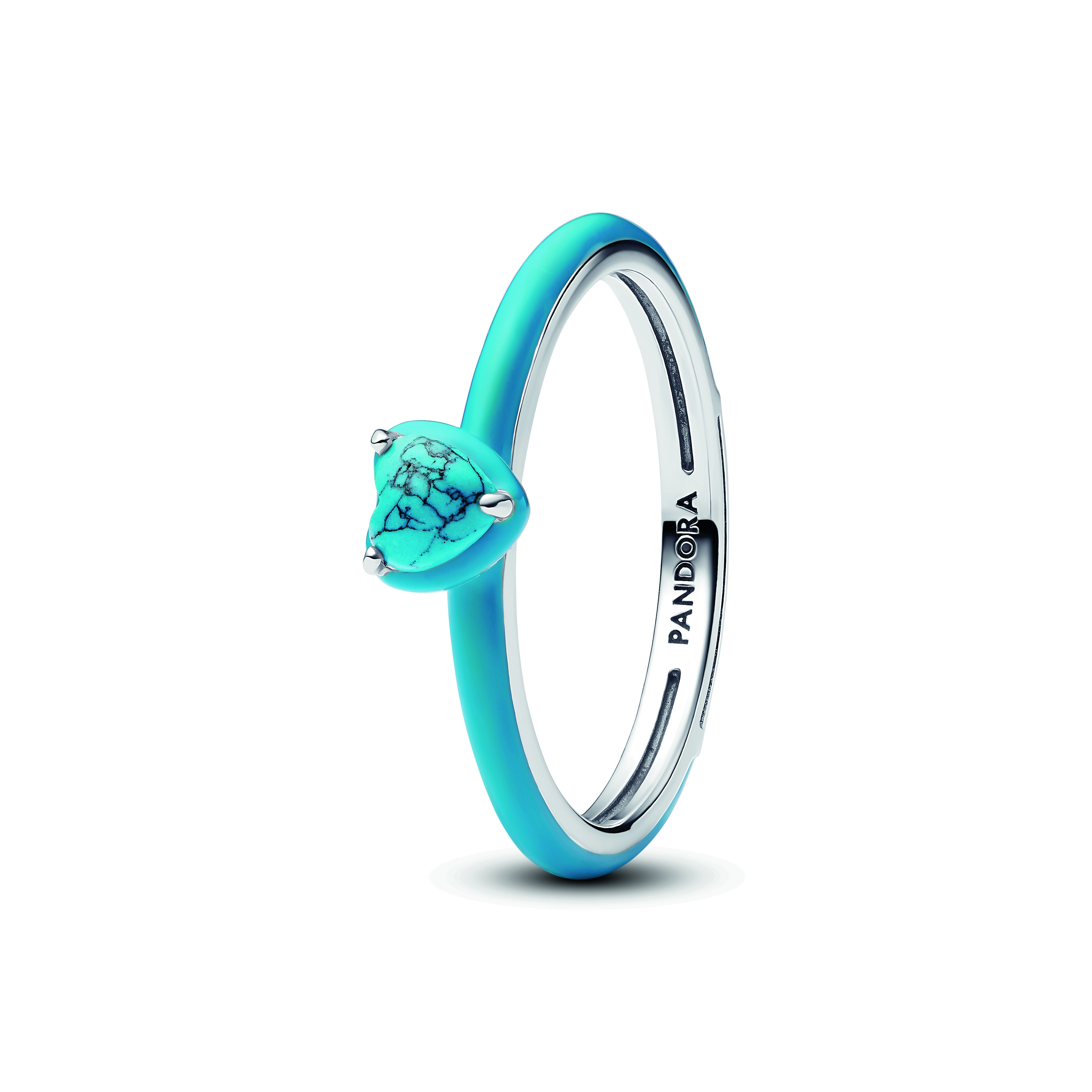 Heart sterling silver ring with imitation turquois