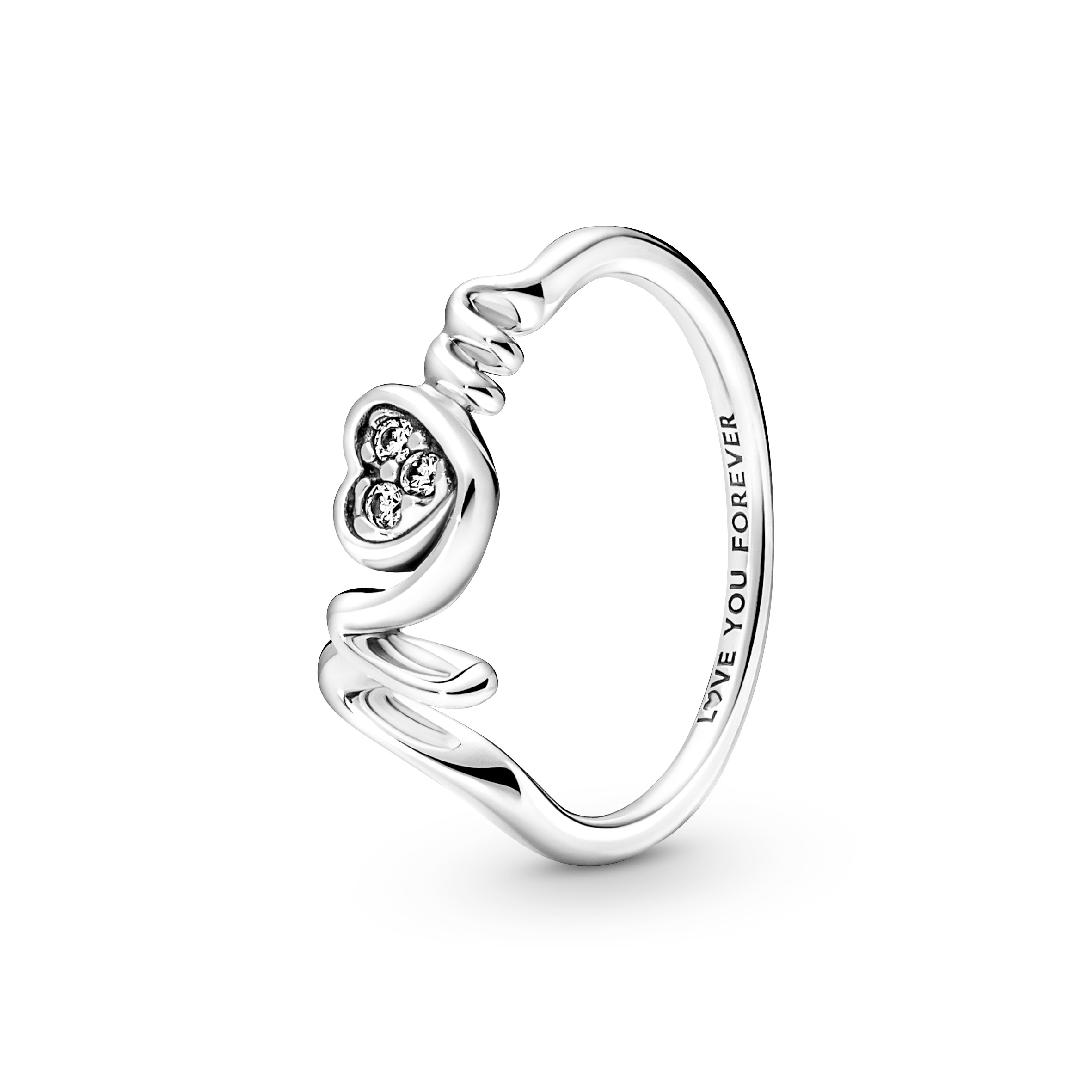 Mom sterling silver ring with clear cubic zirconia