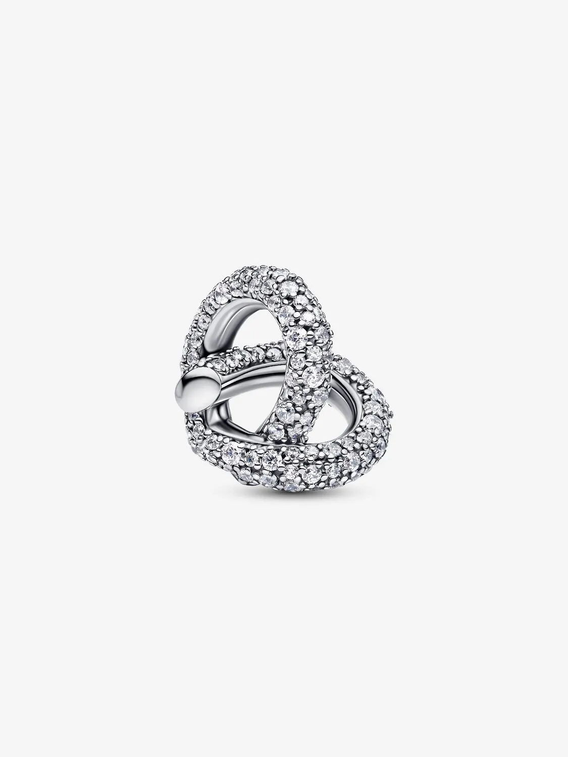Infinity knot heart sterling silver charm with cle