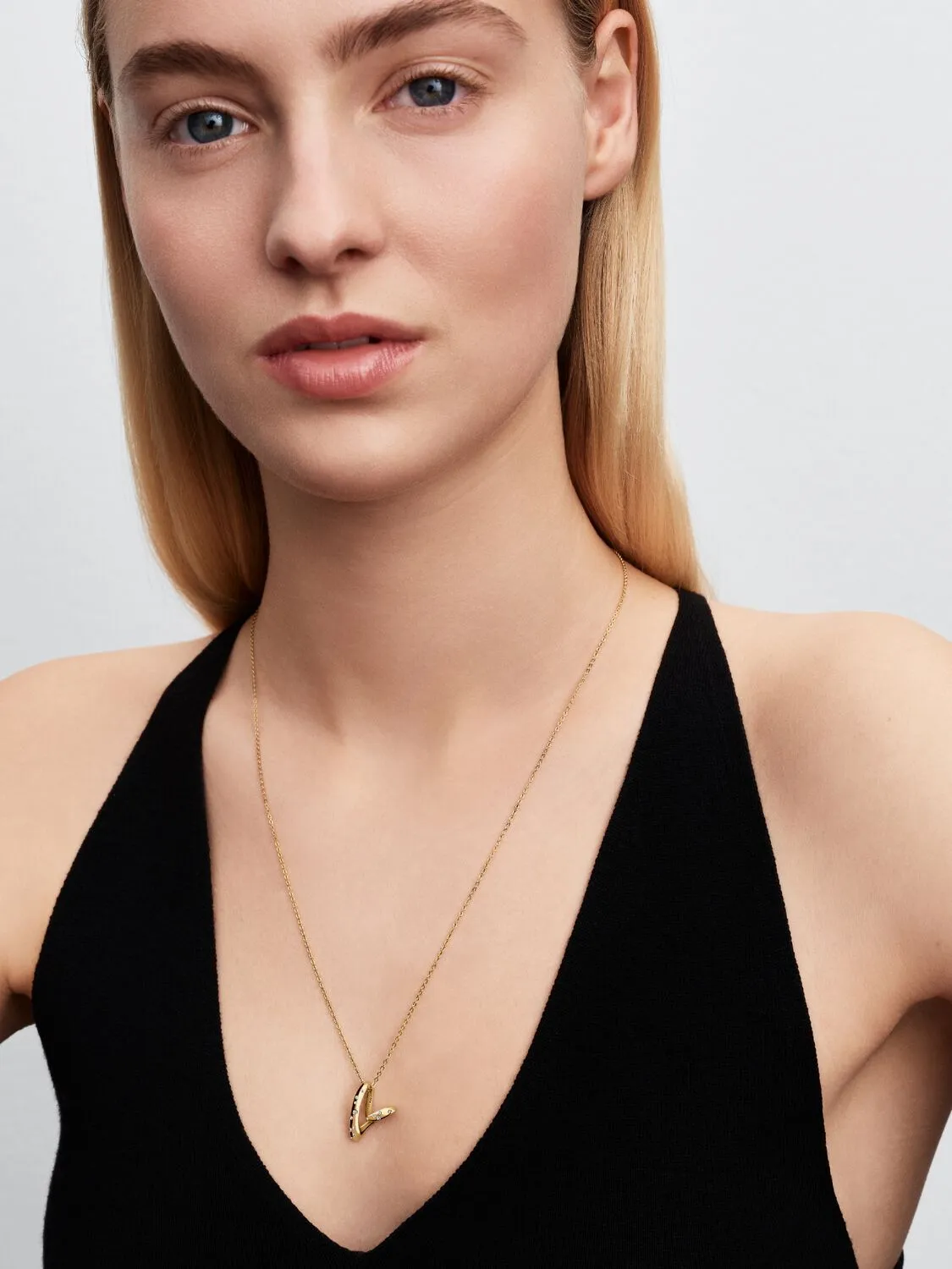 Heart 14k gold-plated pendant necklace with clear cubic zirconia/ 364669C01-60