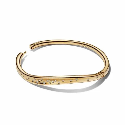 14k gold-plated bangle with clear cubic zirconia/ 564655C01-2