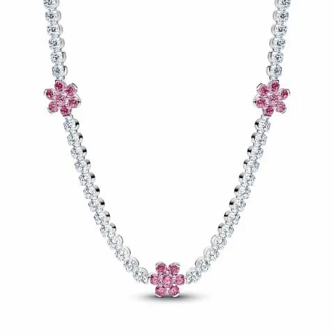 Flower sterling silver choker with fancy pink, cle