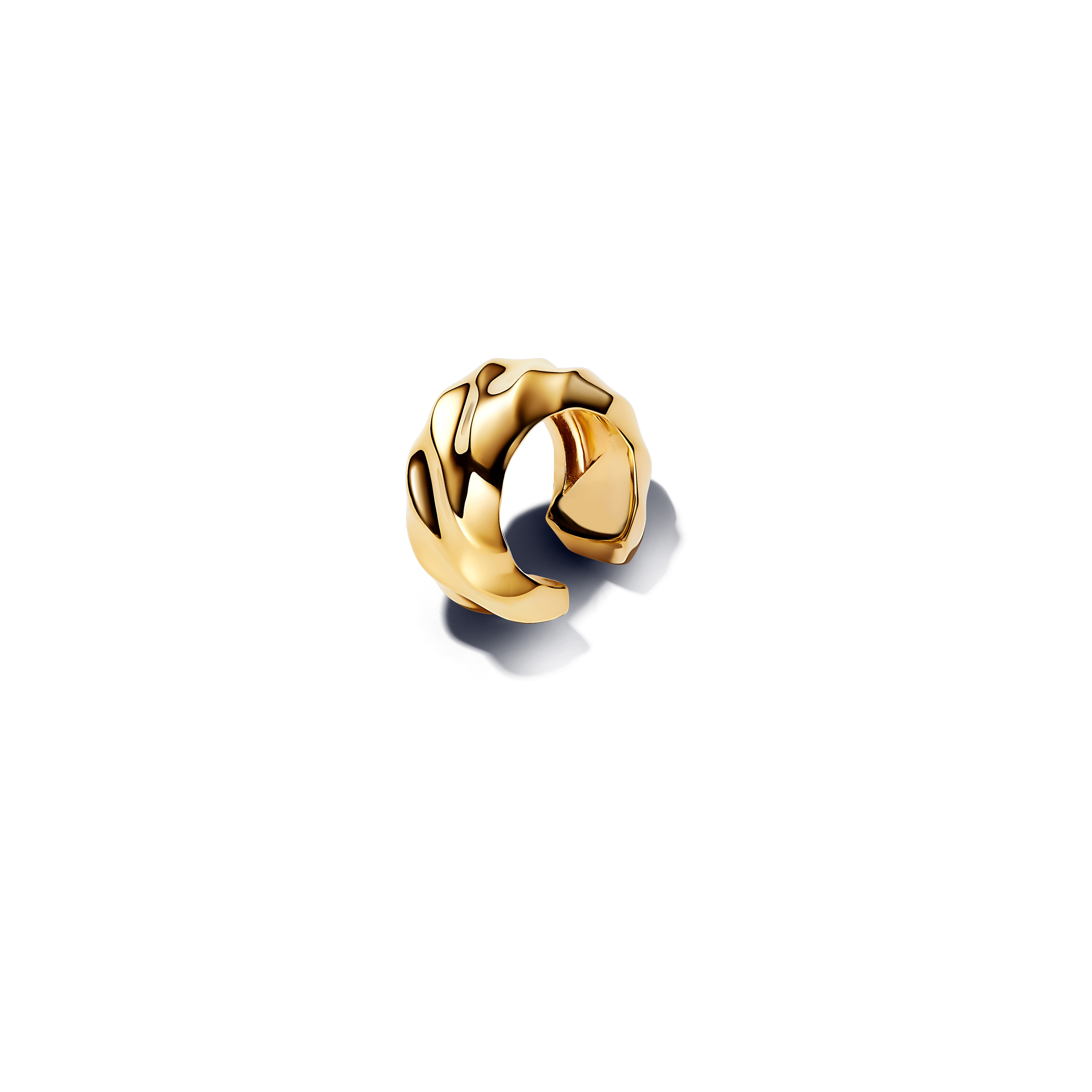 Rippled 14k gold-plated ear cuff