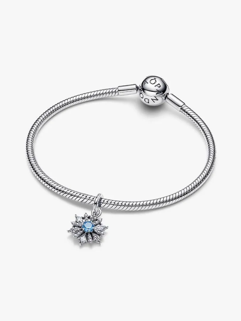 Disney Frozen snowflake sterling silver dangle with water blue crystal and clear cubic zirconia/794209C01