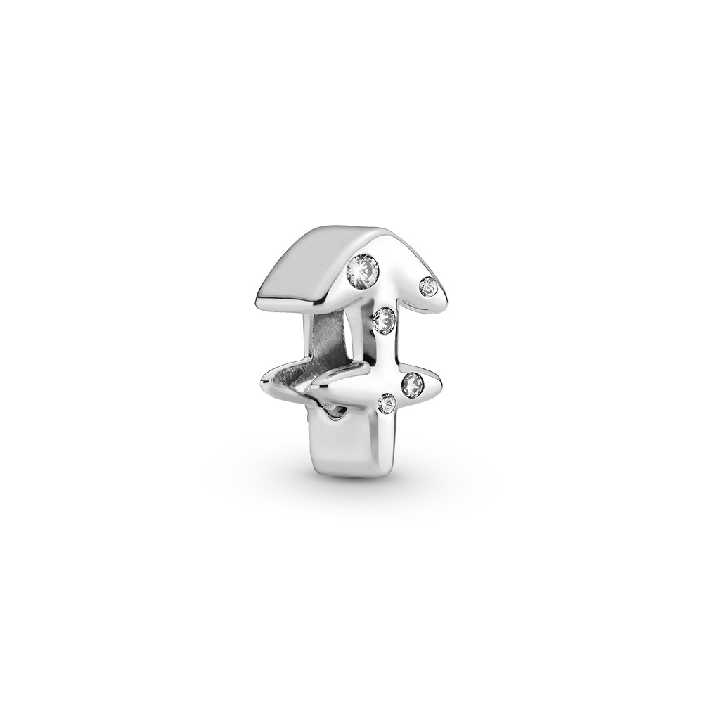 Sagittarius sterling silver charm with clear cubic