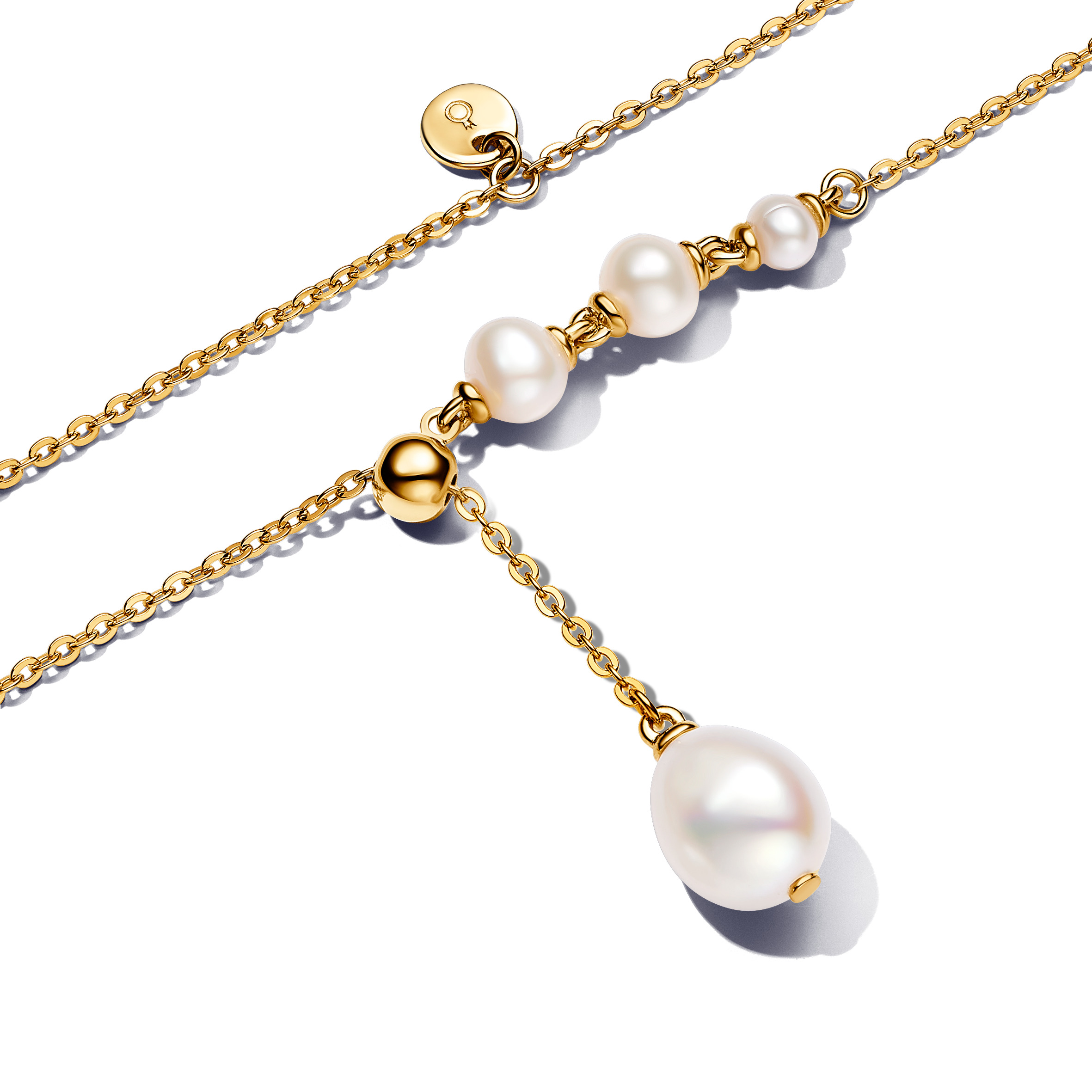14k Gold-plated drop necklace with white treated f