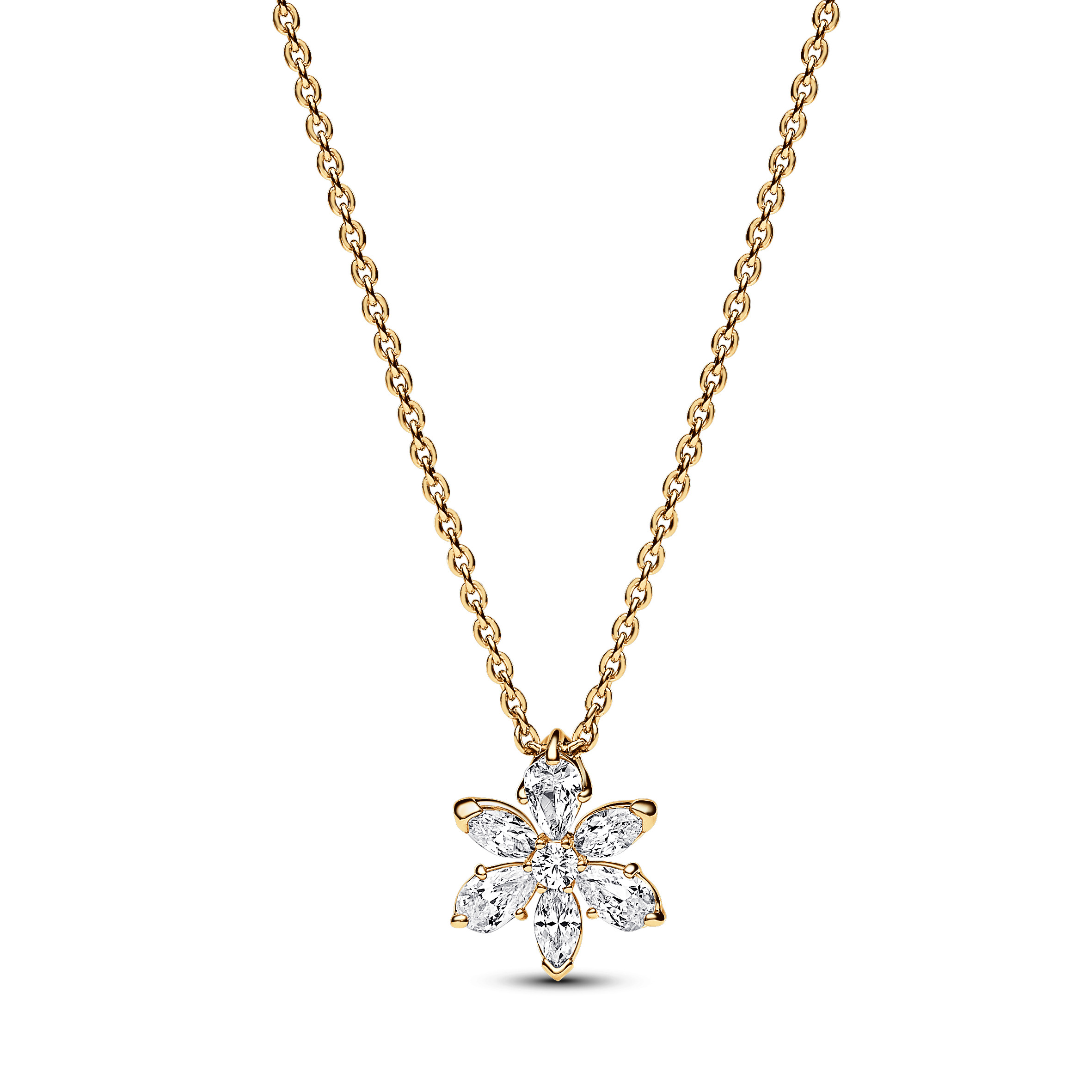 Herbarium cluster 14k gold-plated collier with clear cubic zirconia