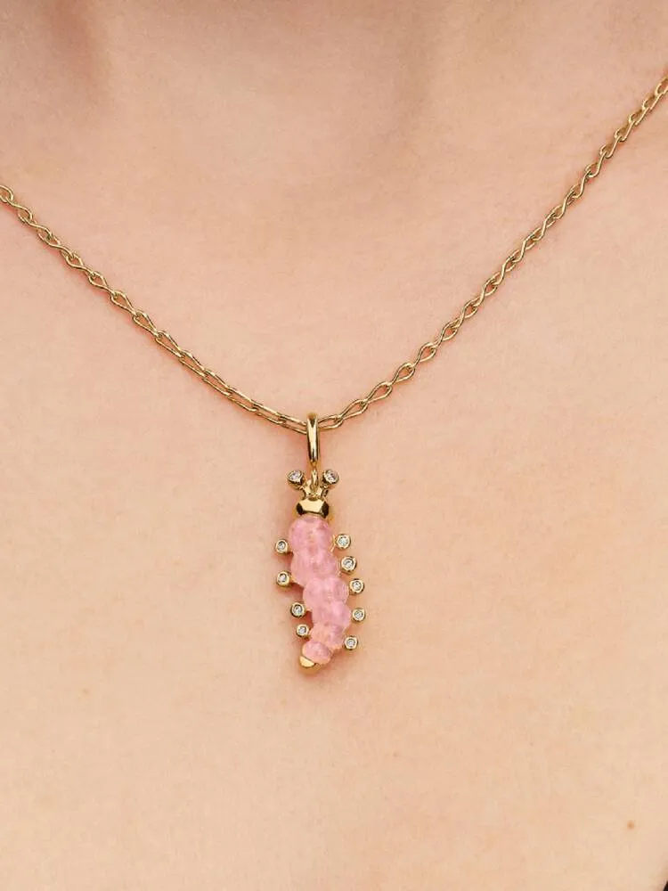 Caterpillar 14k gold-plated dangle with clear cubi