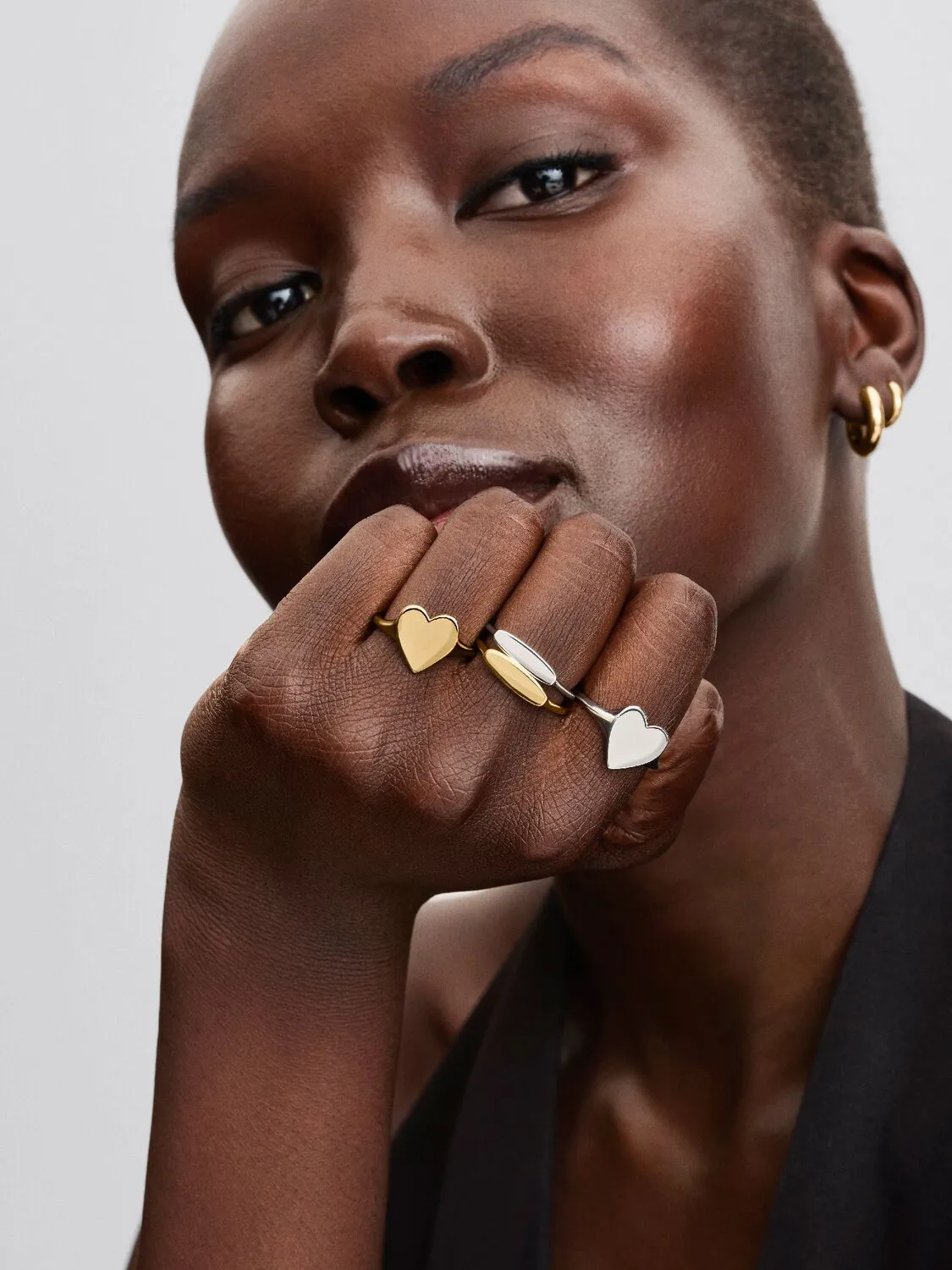 Engravable heart 14k gold-plated ring / 163988C00-50