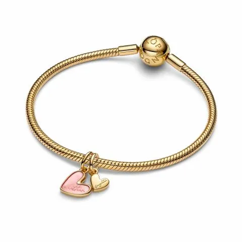 Mother and daughter 14k gold-plated splittable dangle with pink bioresin mother of pearl / 763766C01