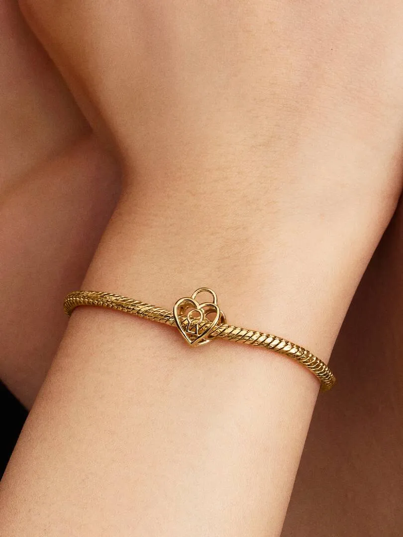 Heart padlock 14k gold-plated charm