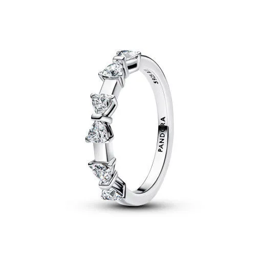Bow sterling silver ring with clear cubic zirconia