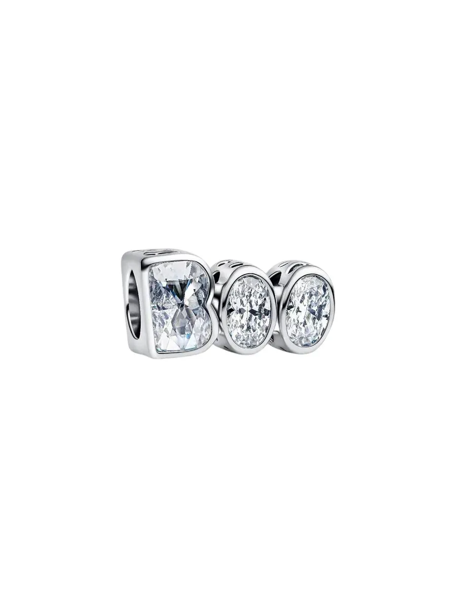 BOO sterling silver charm with clear cubic zirconi