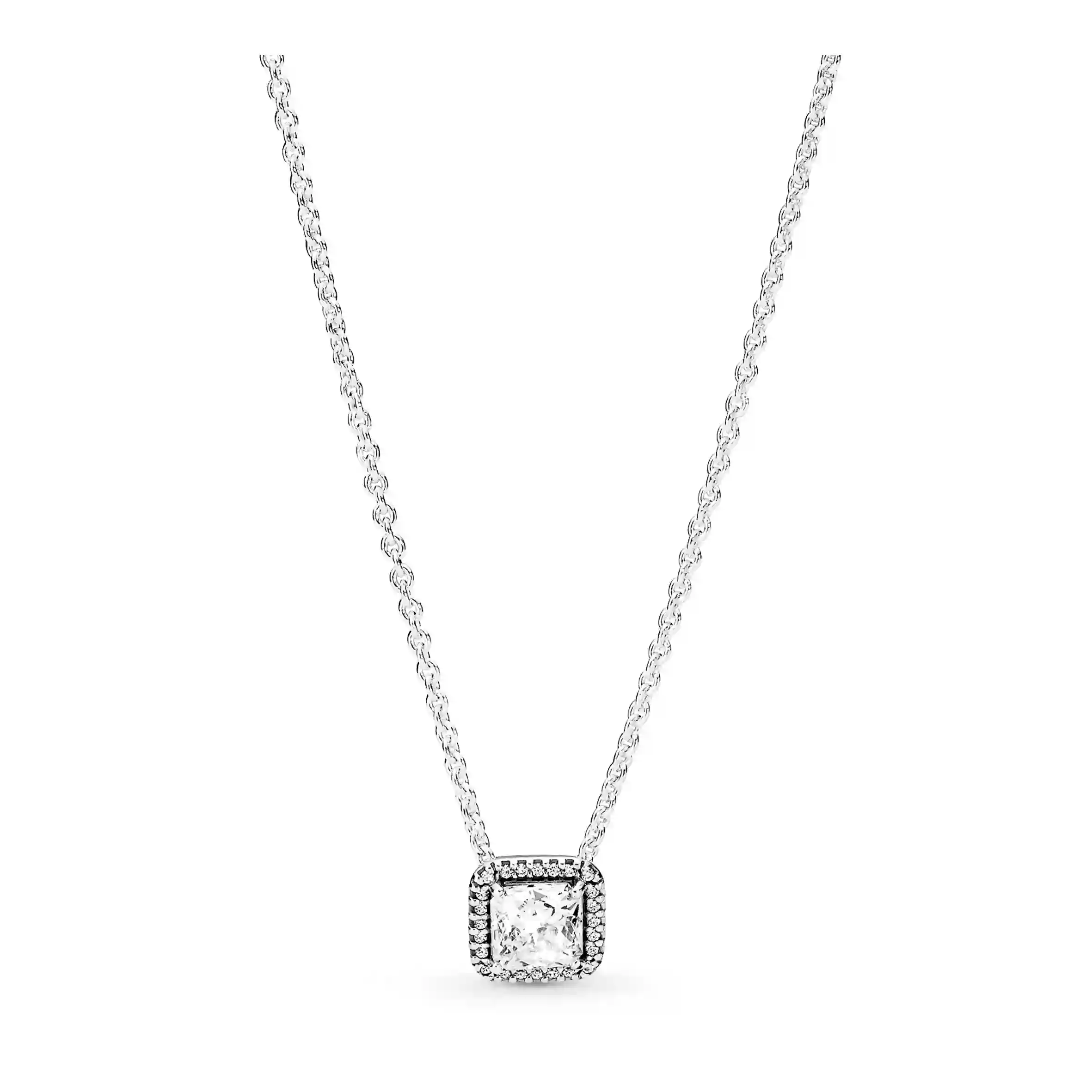 Silver necklace with clear cubic zirconia