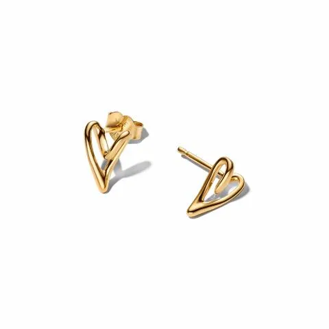Heart 14k gold-plated stud earrings