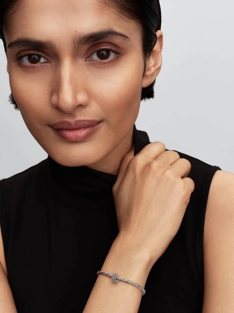 Snail sterling silver charm with light green crystal and clear cubic zirconia / 794557C01