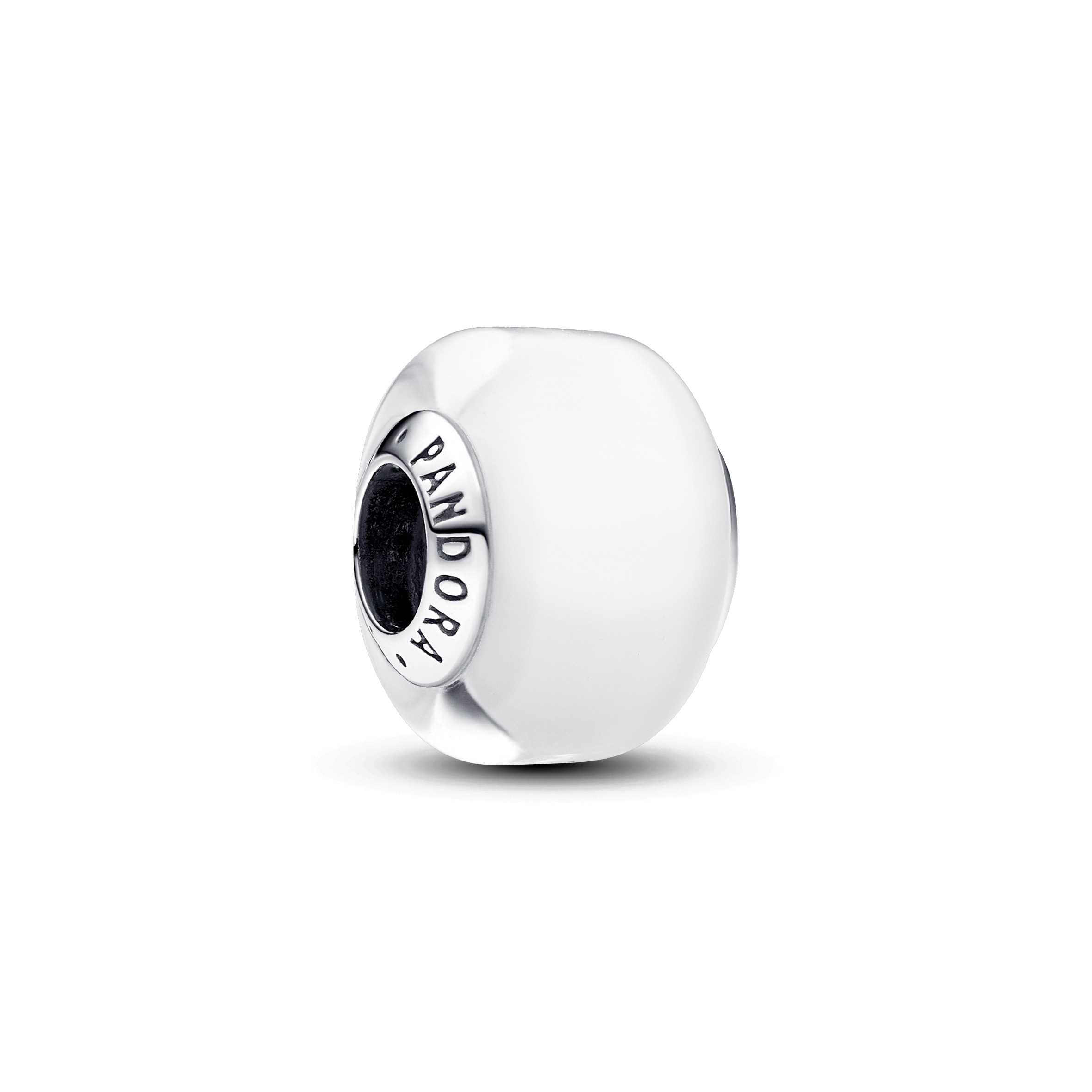 Sterling silver charm with white Murano glass