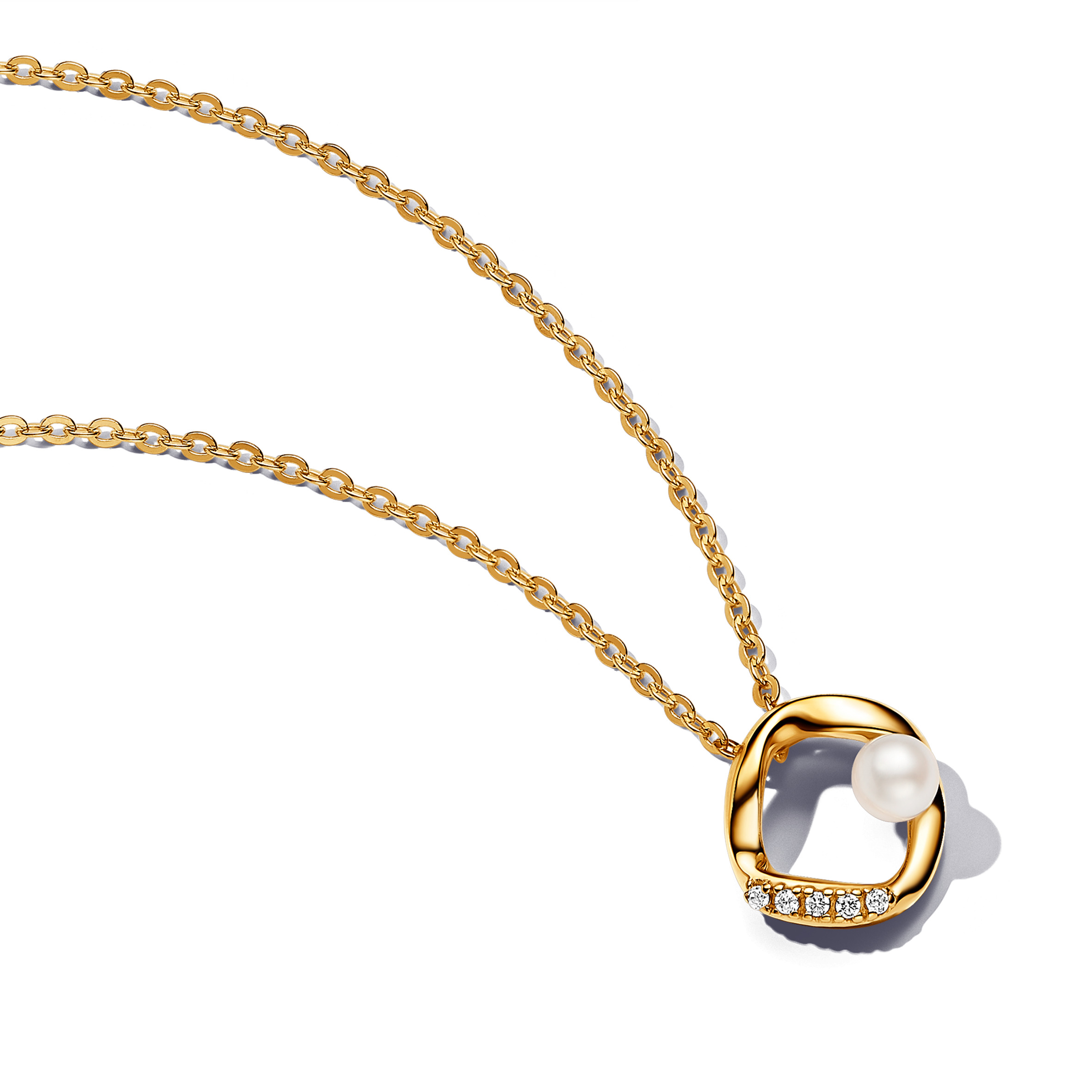 14k Gold-plated collier with white treated freshwa