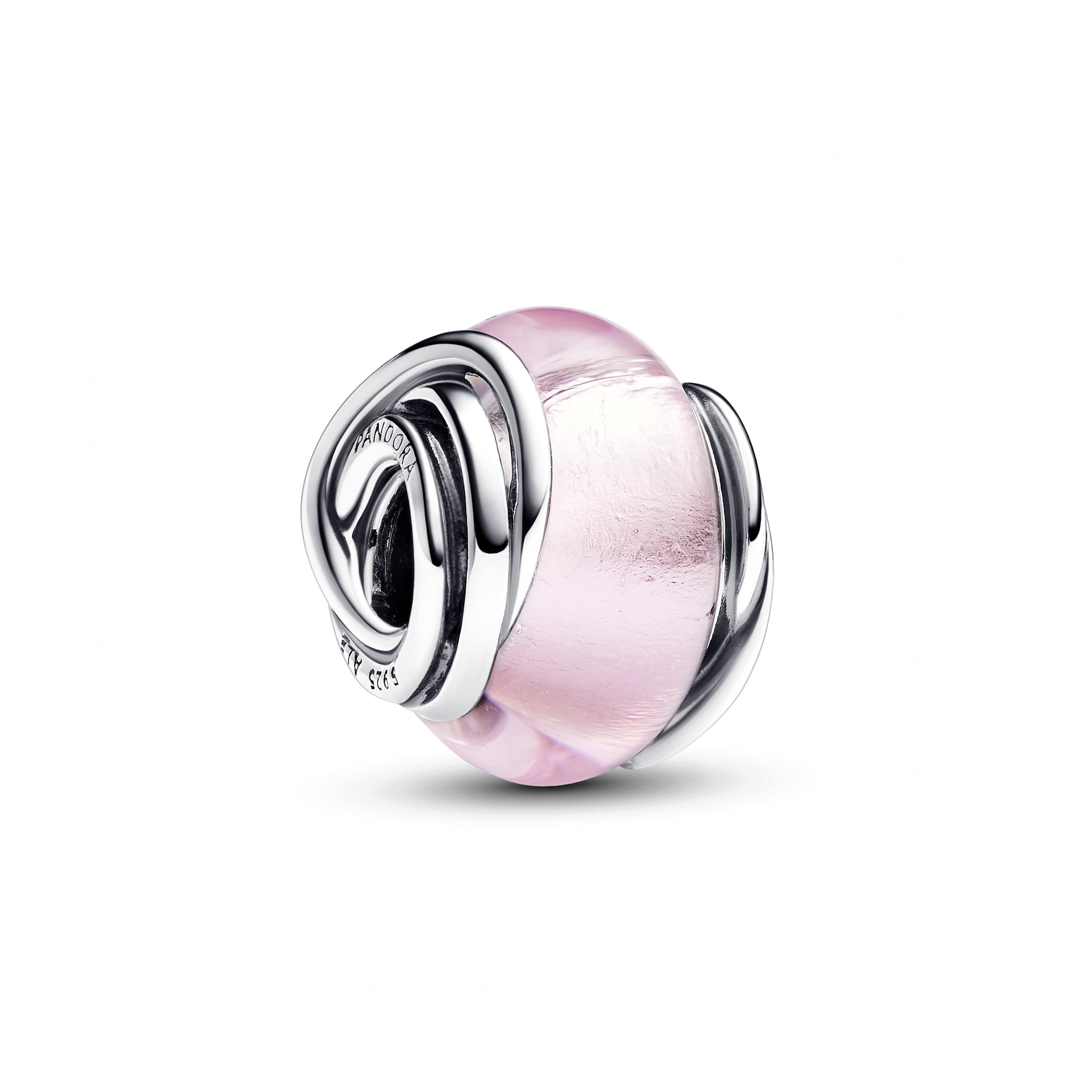 Encircled sterling silver charm with pink Murano g