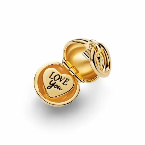 Openable mom ball 14k gold-plated dangle with clear cubic zirconia and black enamel / 764457C01