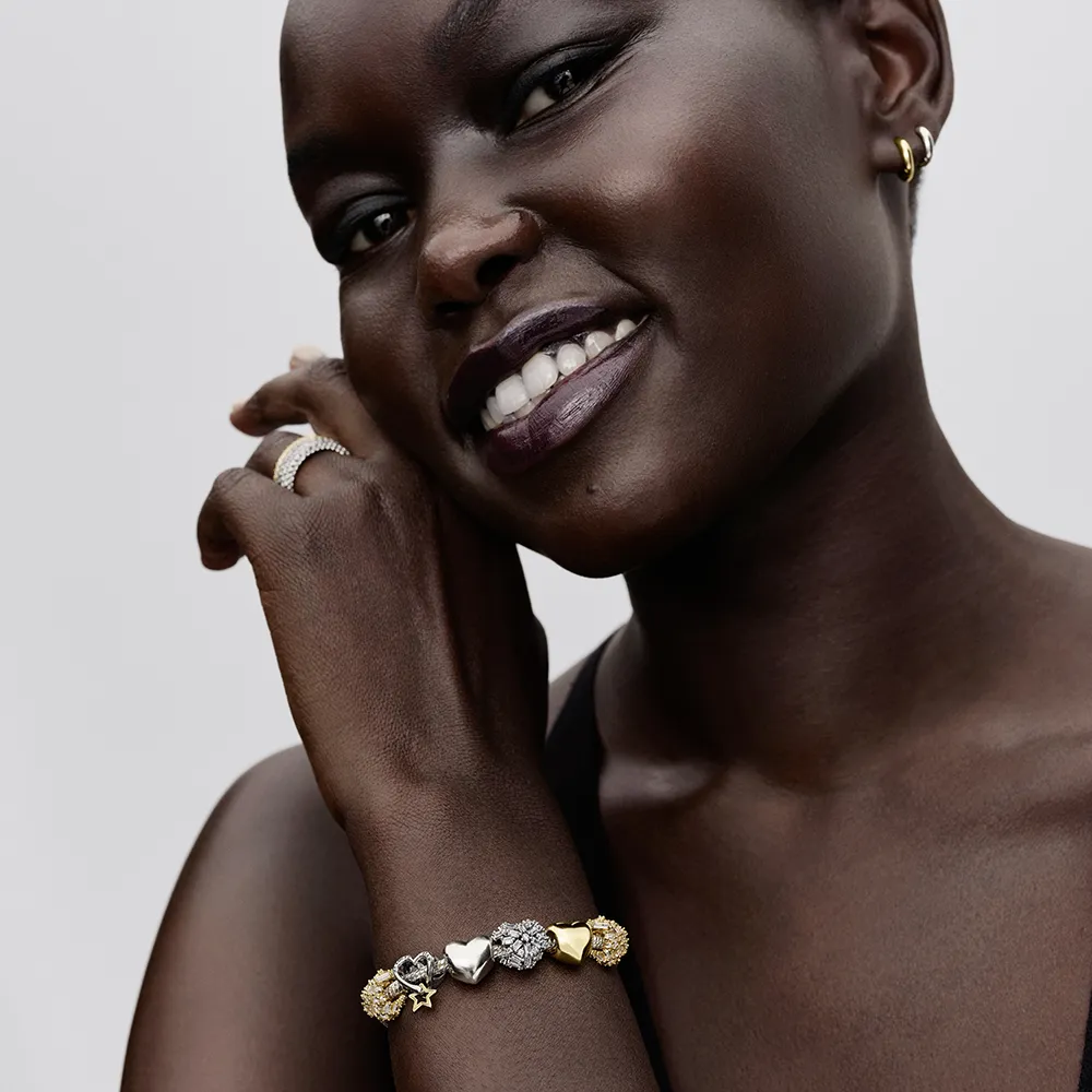 Heart 14k gold-plated charm with clear cubic zirco