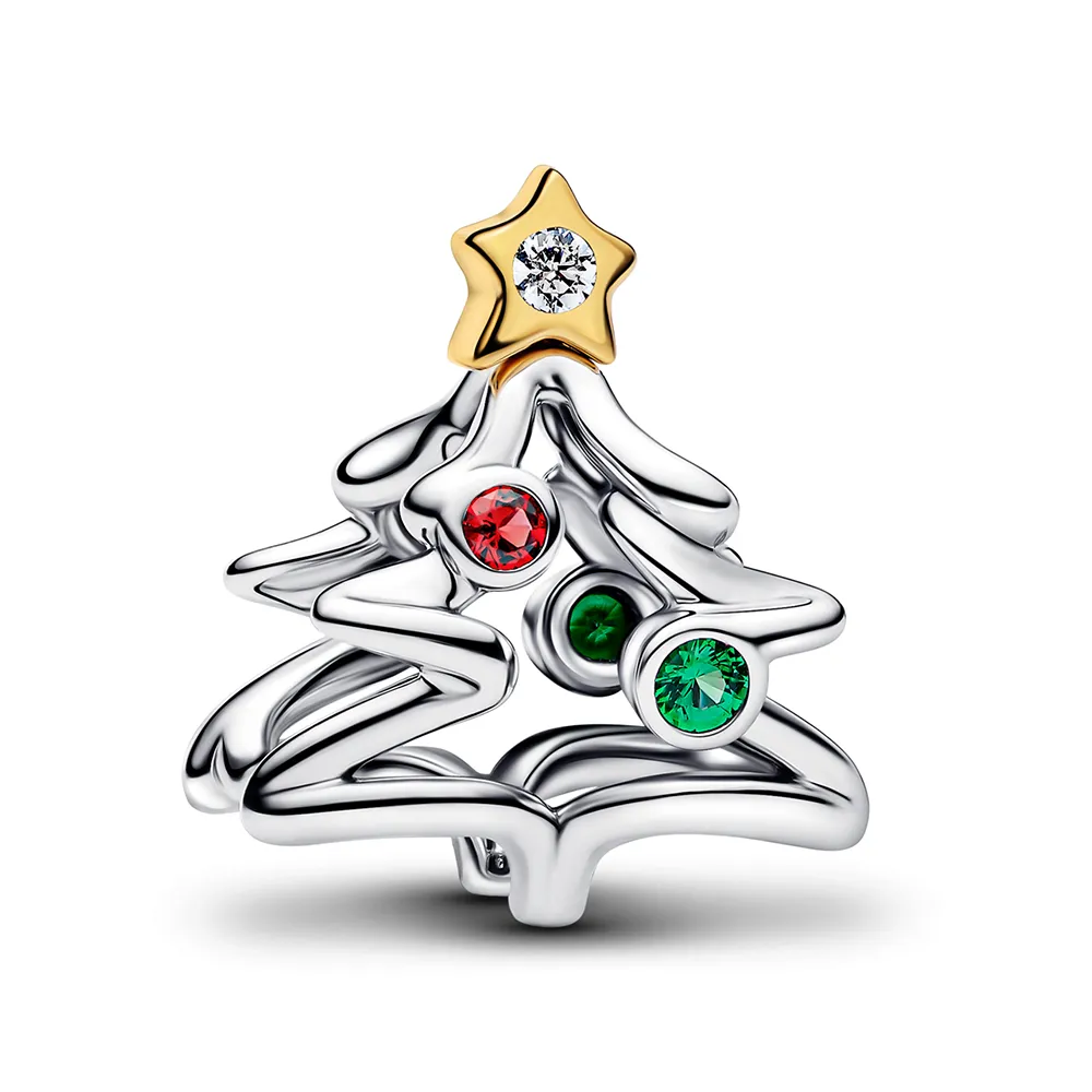 Christmas tree sterling silver and 14k gold-plated