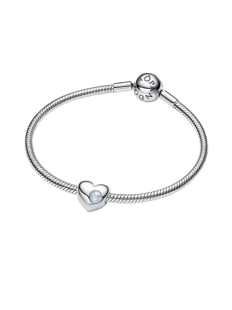 Engravable heart sterling silver charm with sea aq