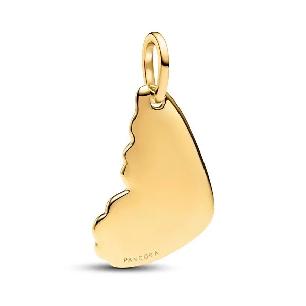 Engravable butterfly wing 14k gold-plated pendant / 364015C00