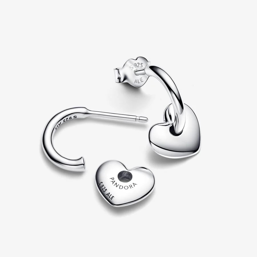 Heart sterling silver hoop earrings