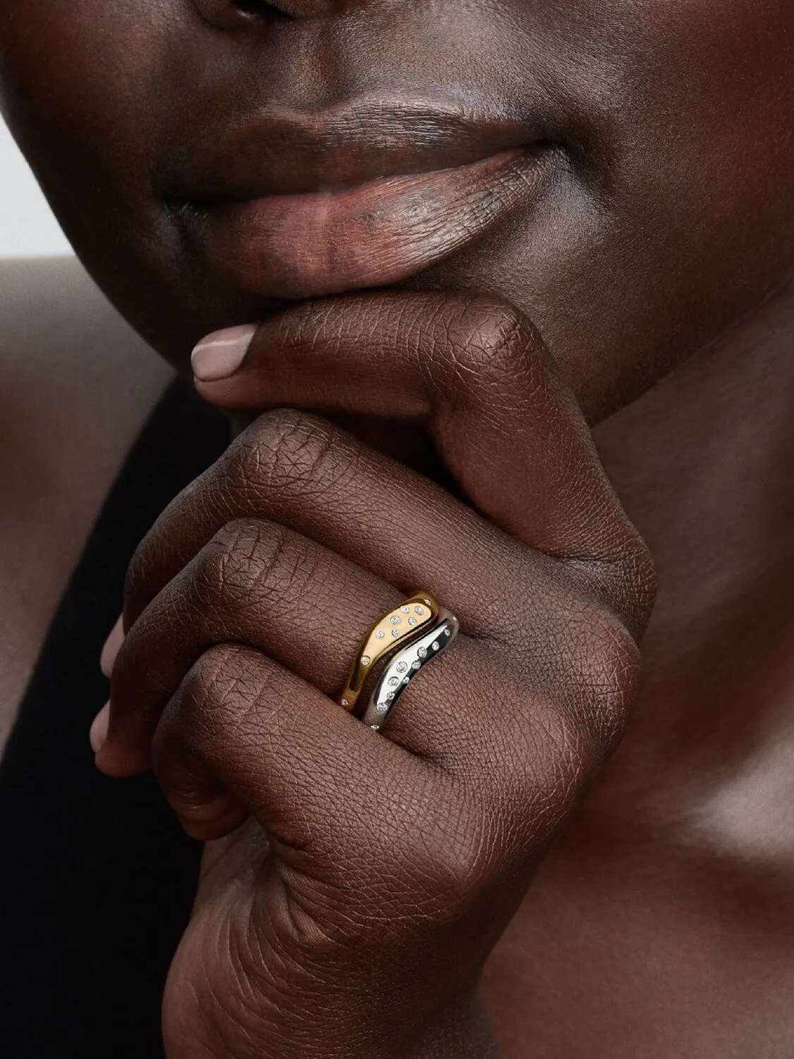 Sterling silver and 14k gold-plated splittable rin