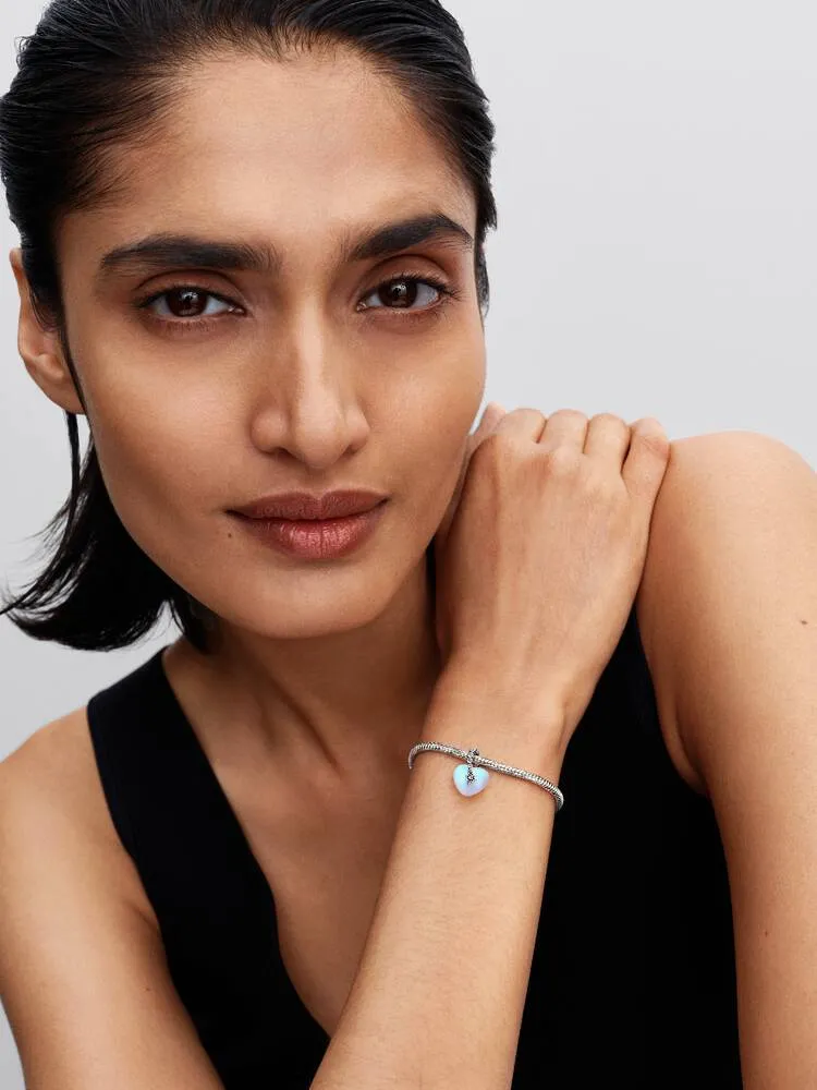 Heart sterling silver dangle with clear cubic zirc