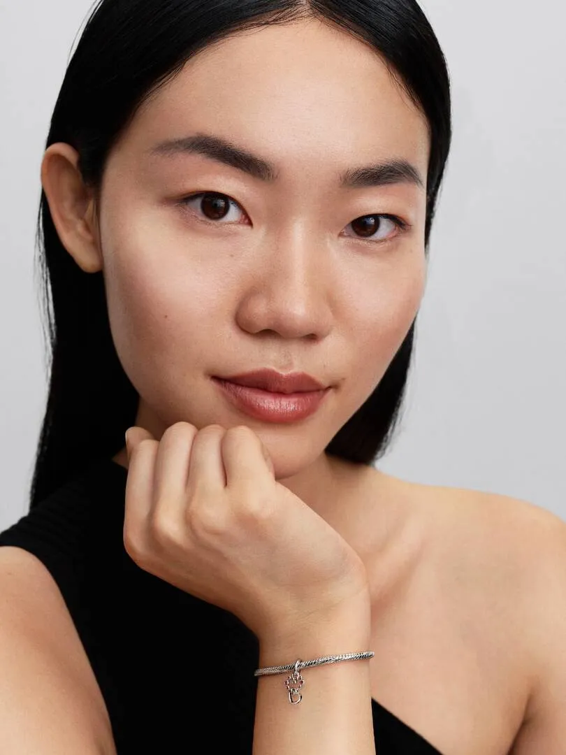 Connected hearts sterling silver dangle with salsa red crystal/ 794435C01